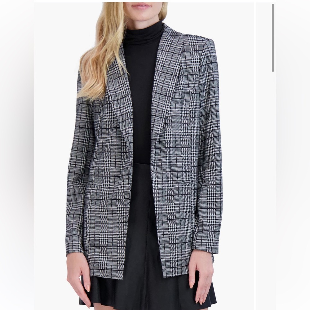 🐝 Gray Checkered Blazer with Modern Tailored Fit